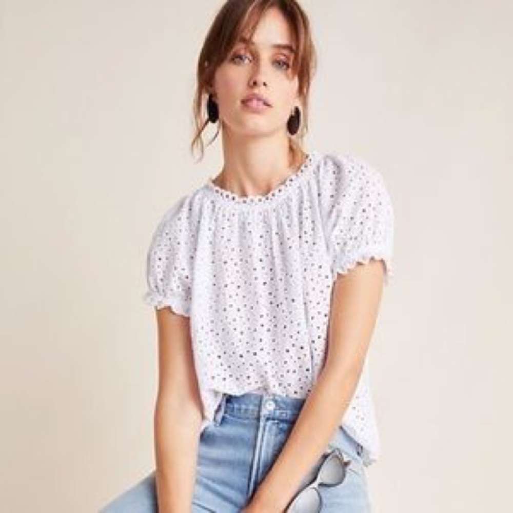 Velvet by Graham and Spencer Pamela Cotton Eyelet Top (black)